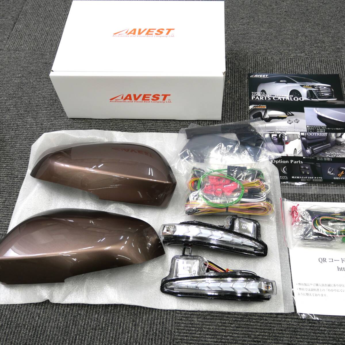 純正風スイッチ同梱 40ALPHARD アルファード40系 LEDドアミラー 流れる大型ウィンカー付カバー 左右 4Y7 白ポジ 未使用 アベスト AVEST製品拍卖