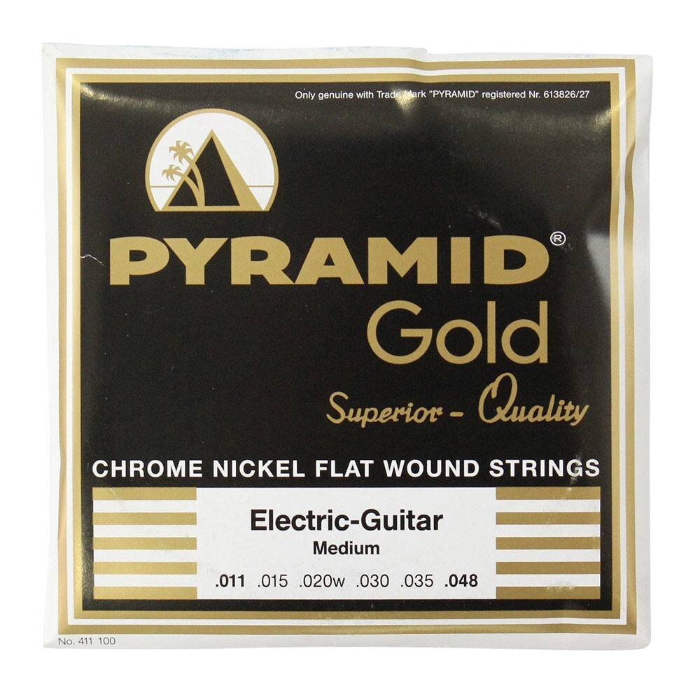 PYRAMID STRINGS EG Gold 011-048 chrome nickel flatwounds on round core フラットワウンド エレキギター弦拍卖