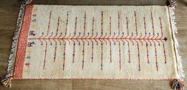 高級手結び絨毯 GABBEH ギャッベ 60×120cm ウール 玄関マット おしゃれ カーペット 絨毯 ハンドノット ギャベ ラグ 段通 キリム 98拍卖