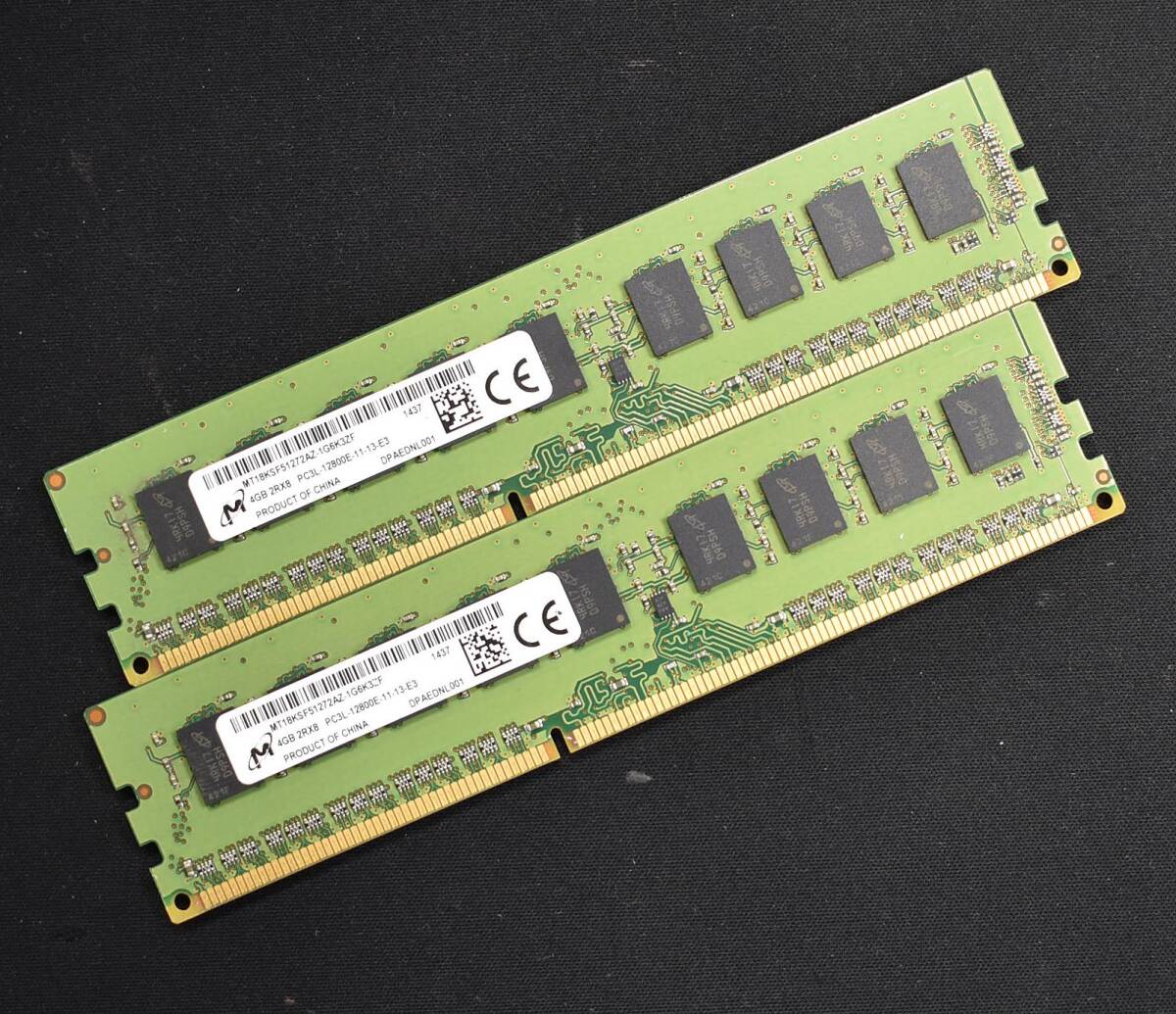 4GB 2枚組 (合計 8GB) PC3L-12800E DDR3L-1600 ECC 1.35V/1.5V 2Rx8 両面実装 240pin ECC Unbuffered DIMM MT Micron (管:SA5717拍卖