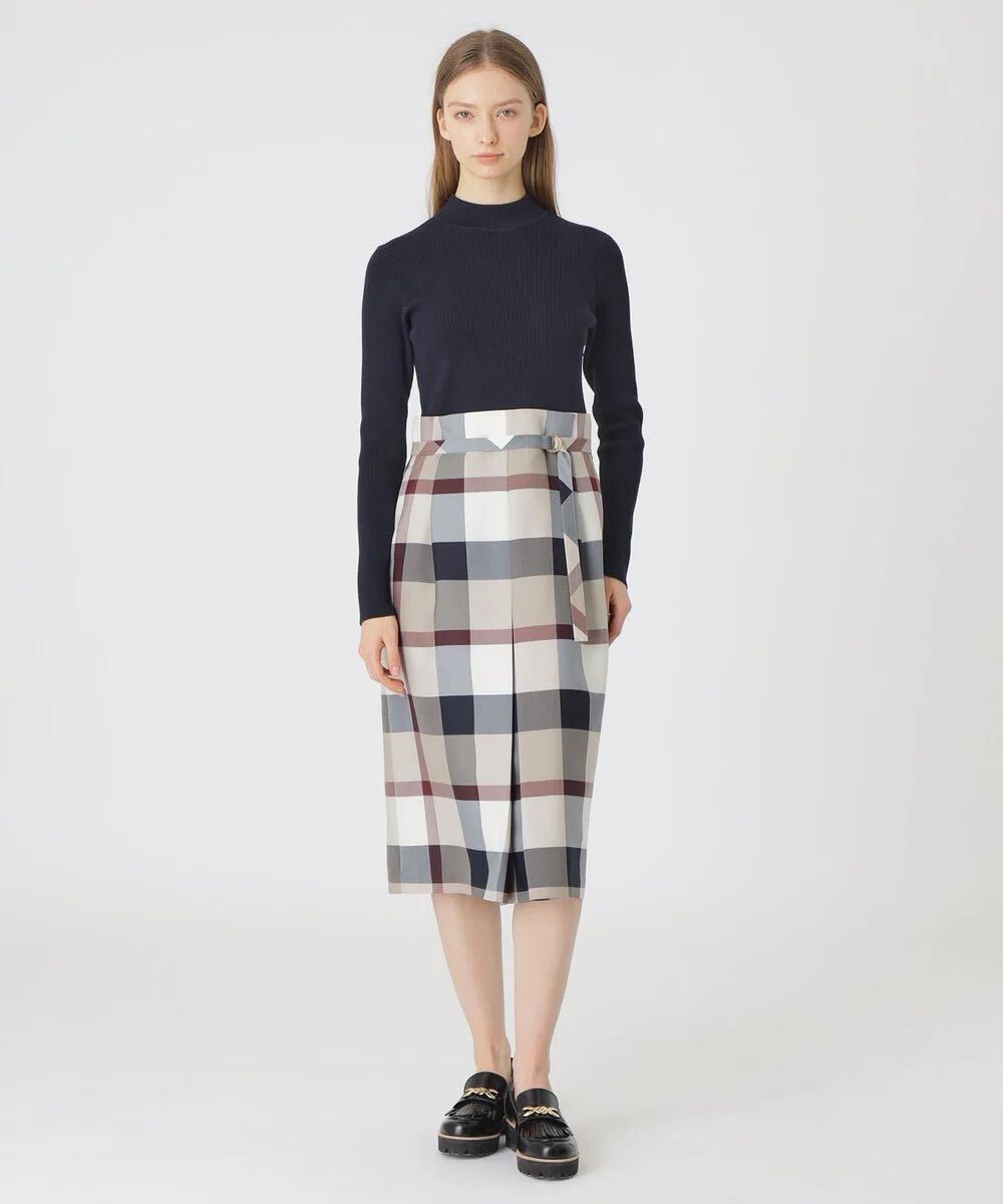 新品 タグ付 ブルーレーベルクレストブリッジ チェッククロッシングツイルティアードドレス サイズ36拍卖