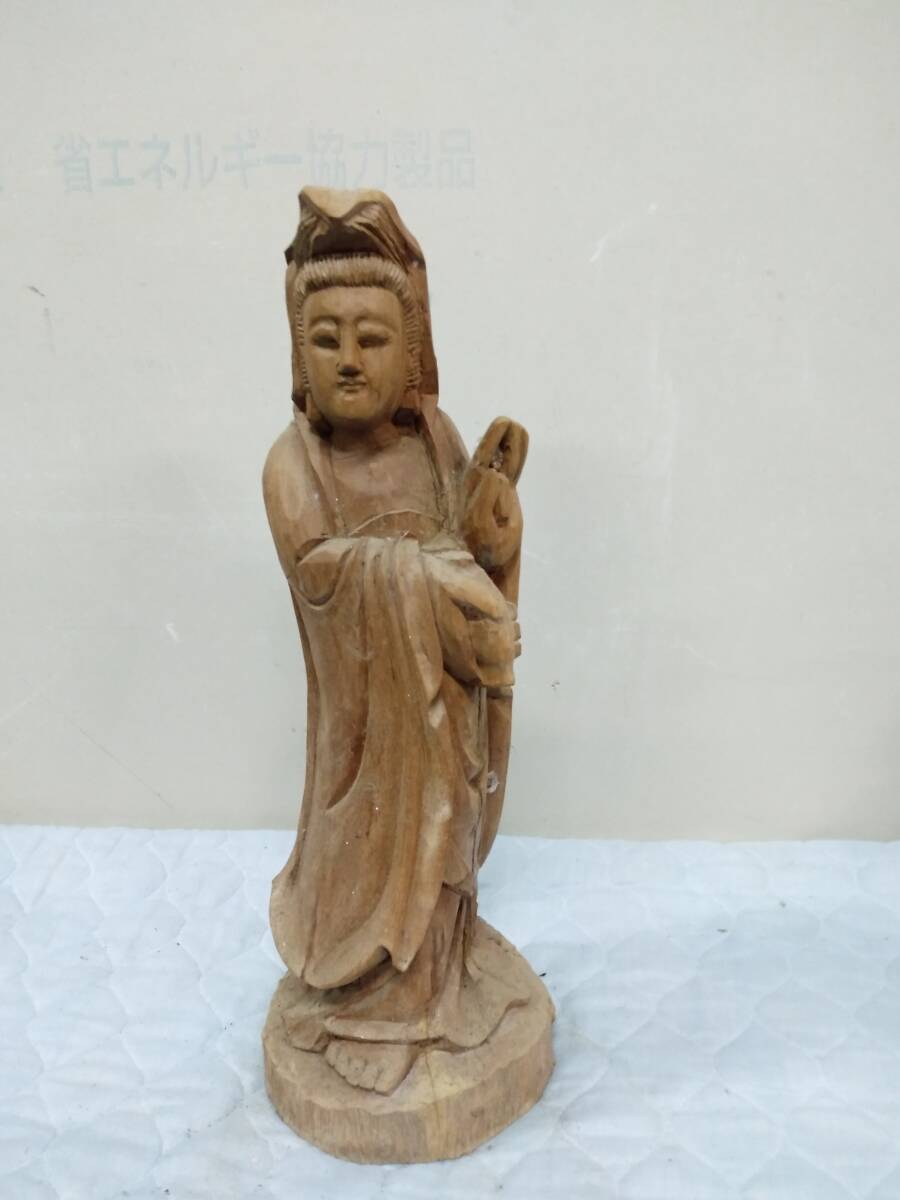 0613-0008 中古★仏教美術 木彫仏像 精密細工 木彫り 観音菩薩像 仏像 置物拍卖