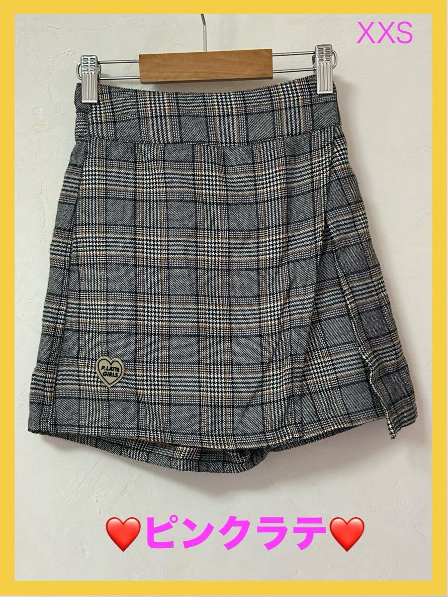 【ピンクラテ】ラップスカートパンツ チェック柄 XXSサイズ拍卖
