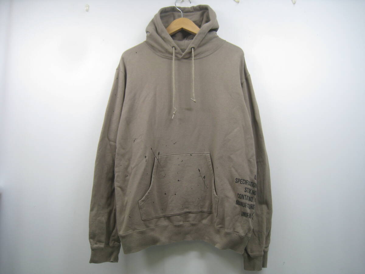 UNIFORM EXPERIMENT ユニフォーム エクスペリメント SOPH. ソフ UE-192047 パーカー ペイントデザイン ベージュ サイズ3拍卖