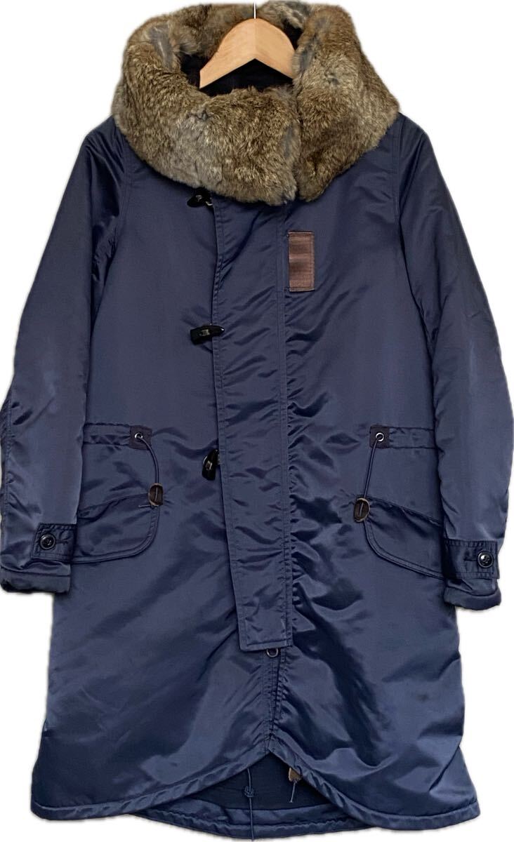 John bull ジョンブル ミリタリージャケット ナイロンジャケット ネイビー レディース Mサイズ ラビットファー拍卖