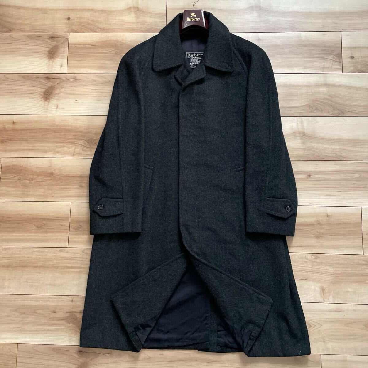 【送料無料】【英国製】Vintage Burberrys バーバリー カシミヤ100% ヴィンテージ バルマカーンコート チャコールグレー ステンカラー拍卖