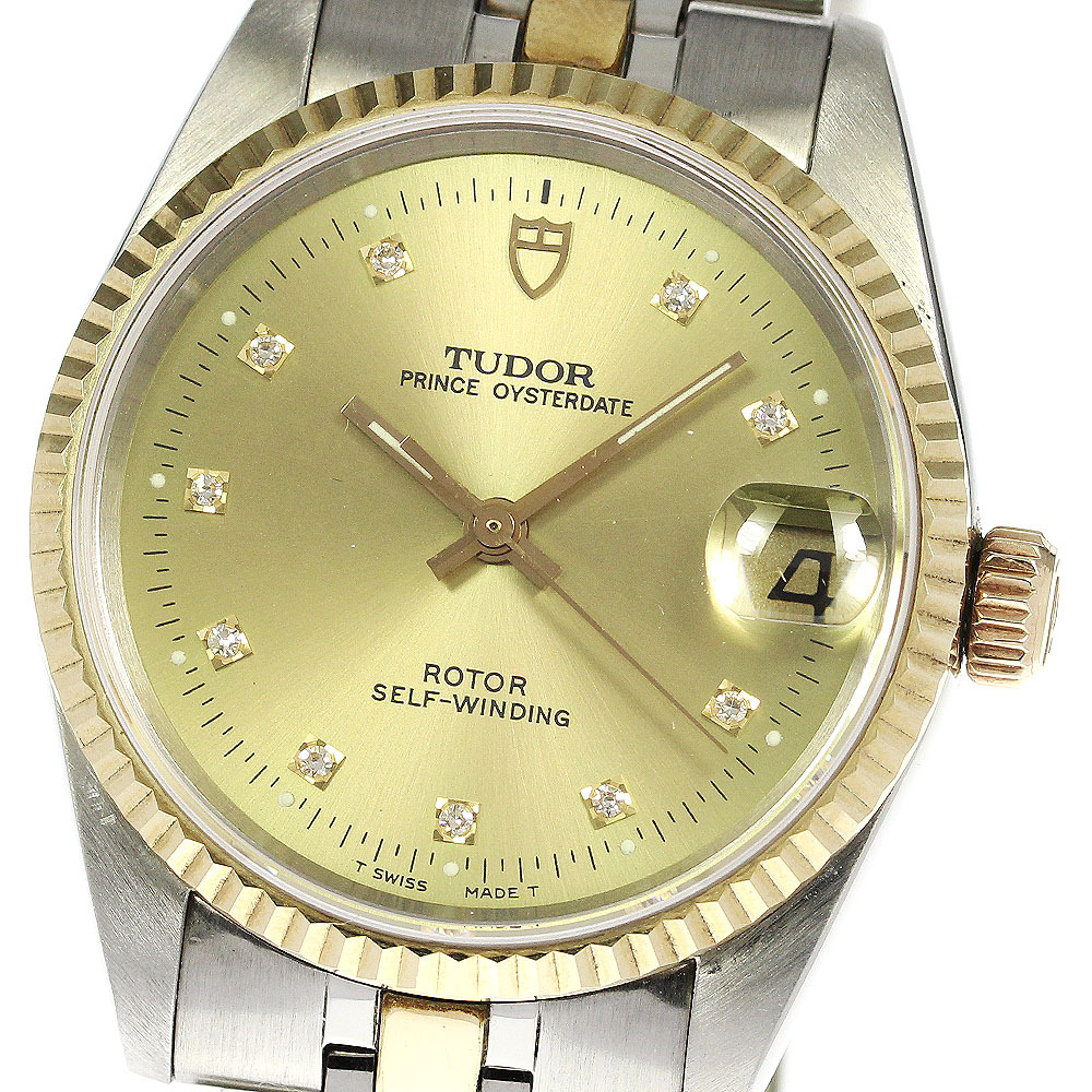 チュードル TUDOR 72033 プリンス オイスターデイト YGコンビ 10Pダイヤ Cal.2824-2 自動巻き ボーイズ 美品 _753487拍卖