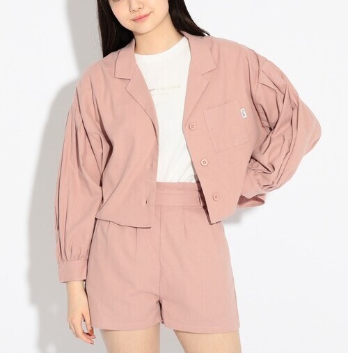 ラスト 新品 PINK-latte 開襟シャツ+ロンT 2点セット ピンクモカ(043) 16(160cm) 定価4730円拍卖