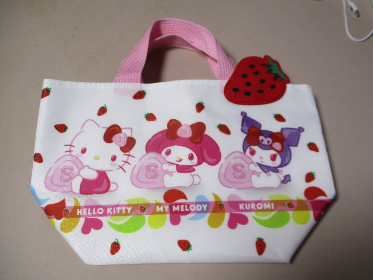 サンリオキャラクターズ サクマ一番くじ トートバッグ ホワイト お弁当袋 新学期 イチゴ柄拍卖