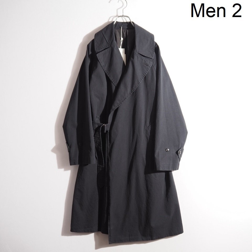 C3517P ●COMOLI コモリ● 22SS ウォッシュド タイロッケンコート ブラック 2 / M コットン スプリングコート 黒 V01-04008 春~秋 rb mks拍卖