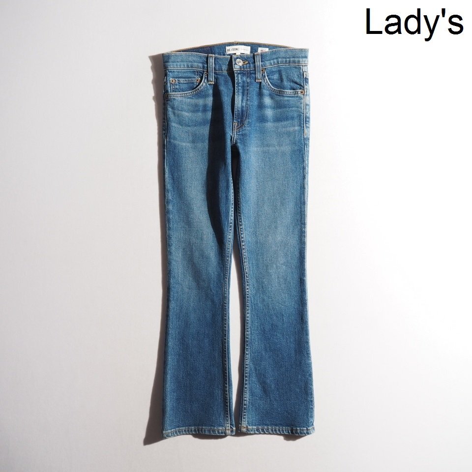 P0215P ▼RE/DONE ORIGINALS リダン▼ MID RISE KICK FLARE STRETCH ストレッチ スリム フレア デニムパンツ ブルー 24 rb mks拍卖