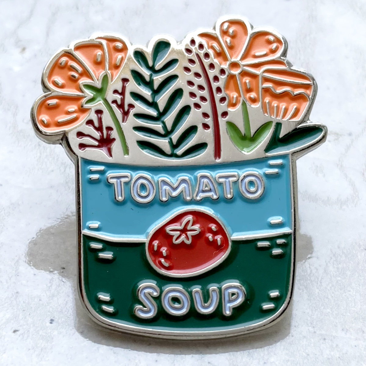 かわいいスープ缶プランター 植木鉢 トマト 雑貨◆ピンバッジ ピンズ バッチ ブローチ◆花 木 北欧風 プランツ ガーデニング拍卖