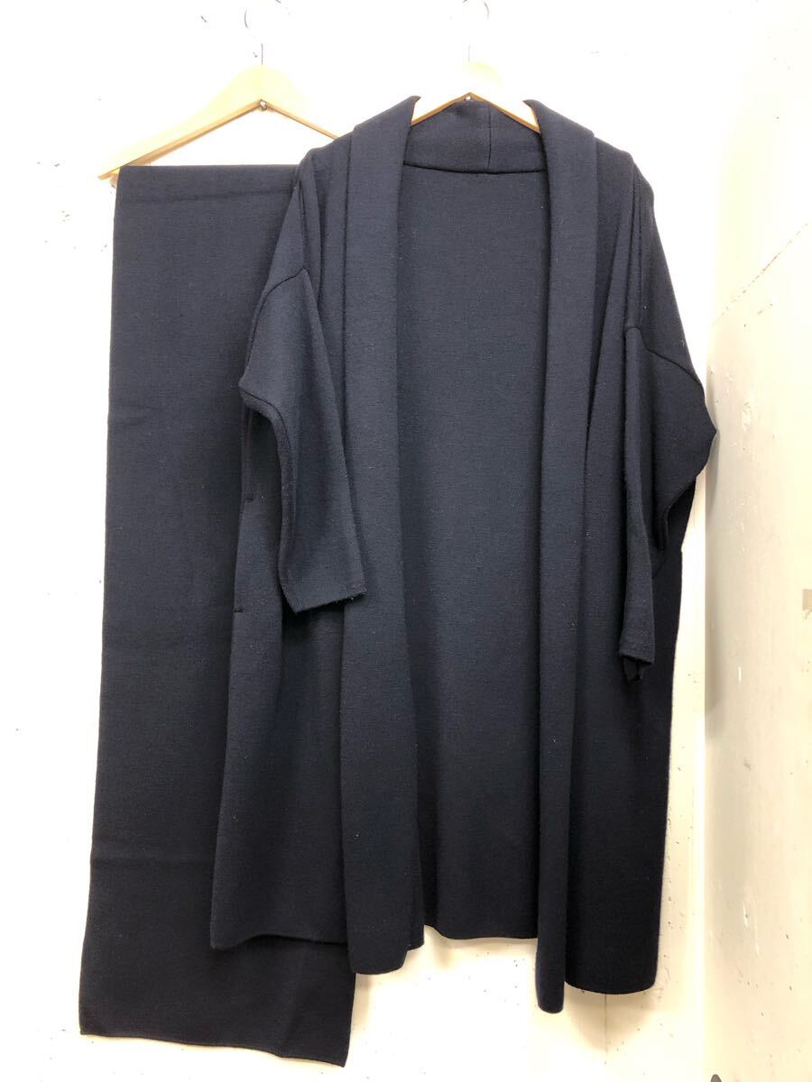 MUSE DEUXIEME CLASSE ニット ガウン コート & マフラー ストール 黒 ドゥズィエムクラス拍卖