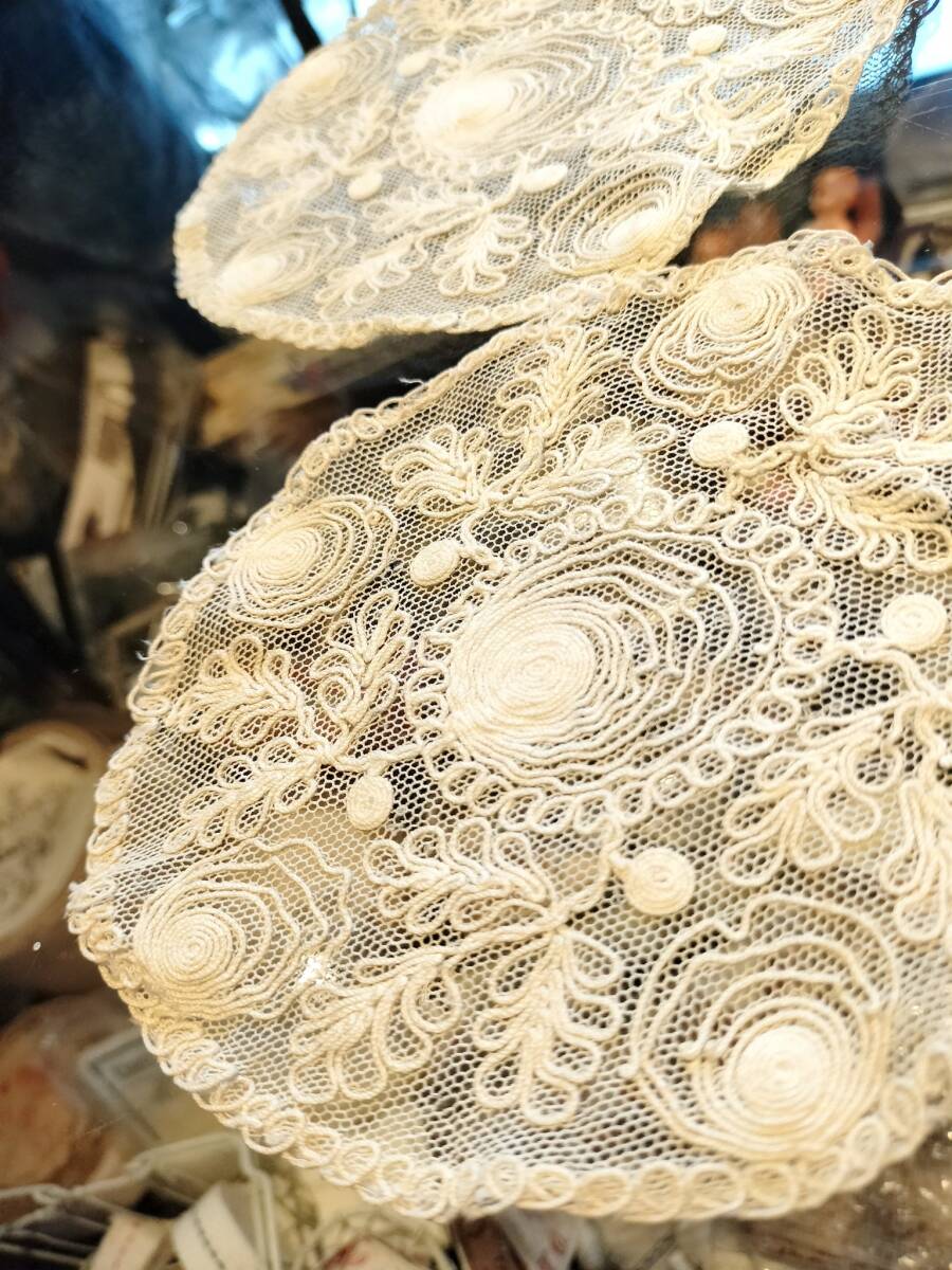 フランス アンティーク チュール レース ナチュラル 可愛い 小さな ドイリー 2枚セット!拍卖