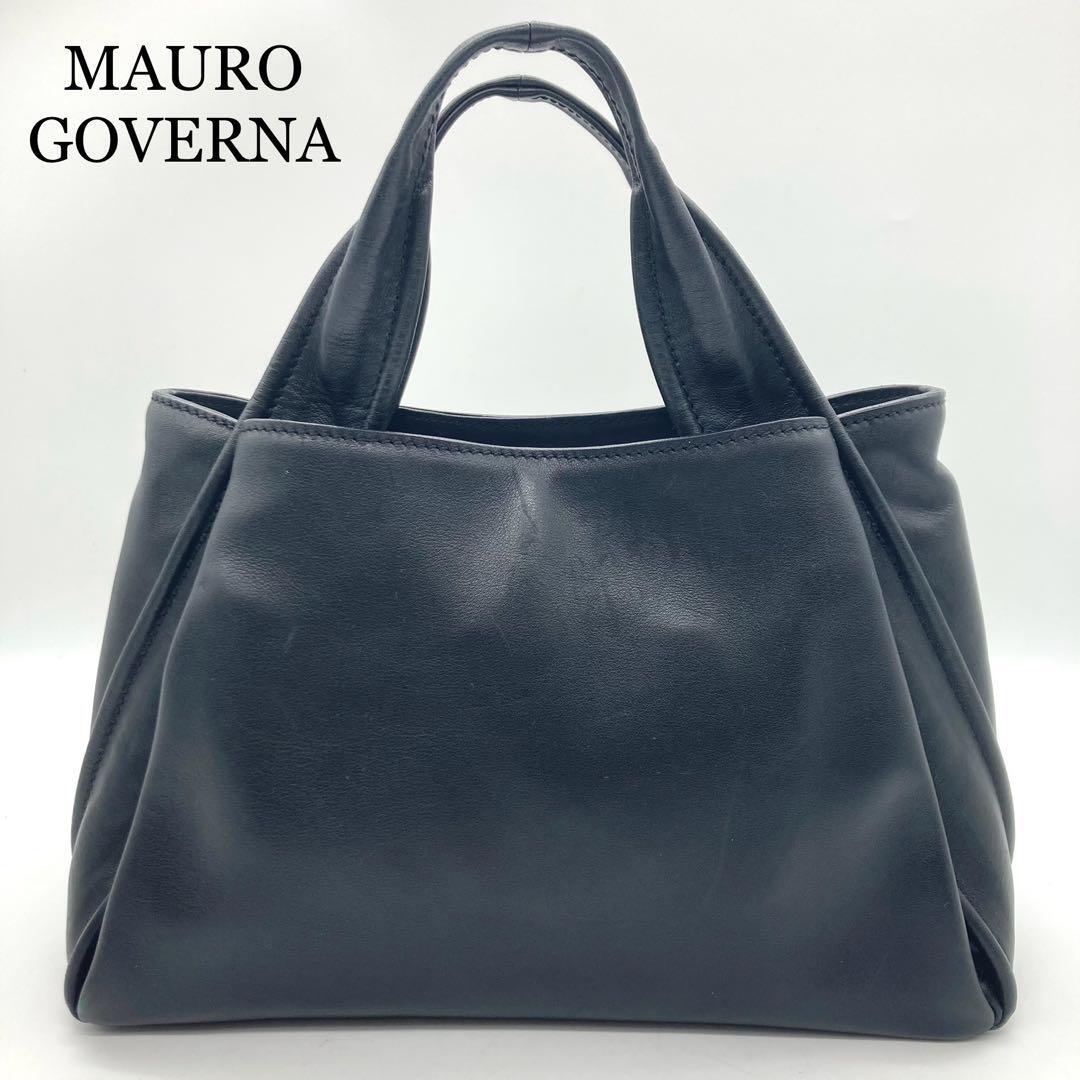 MAURO GOVERNA ハンドバッグ ブラック レザー フォーマル拍卖