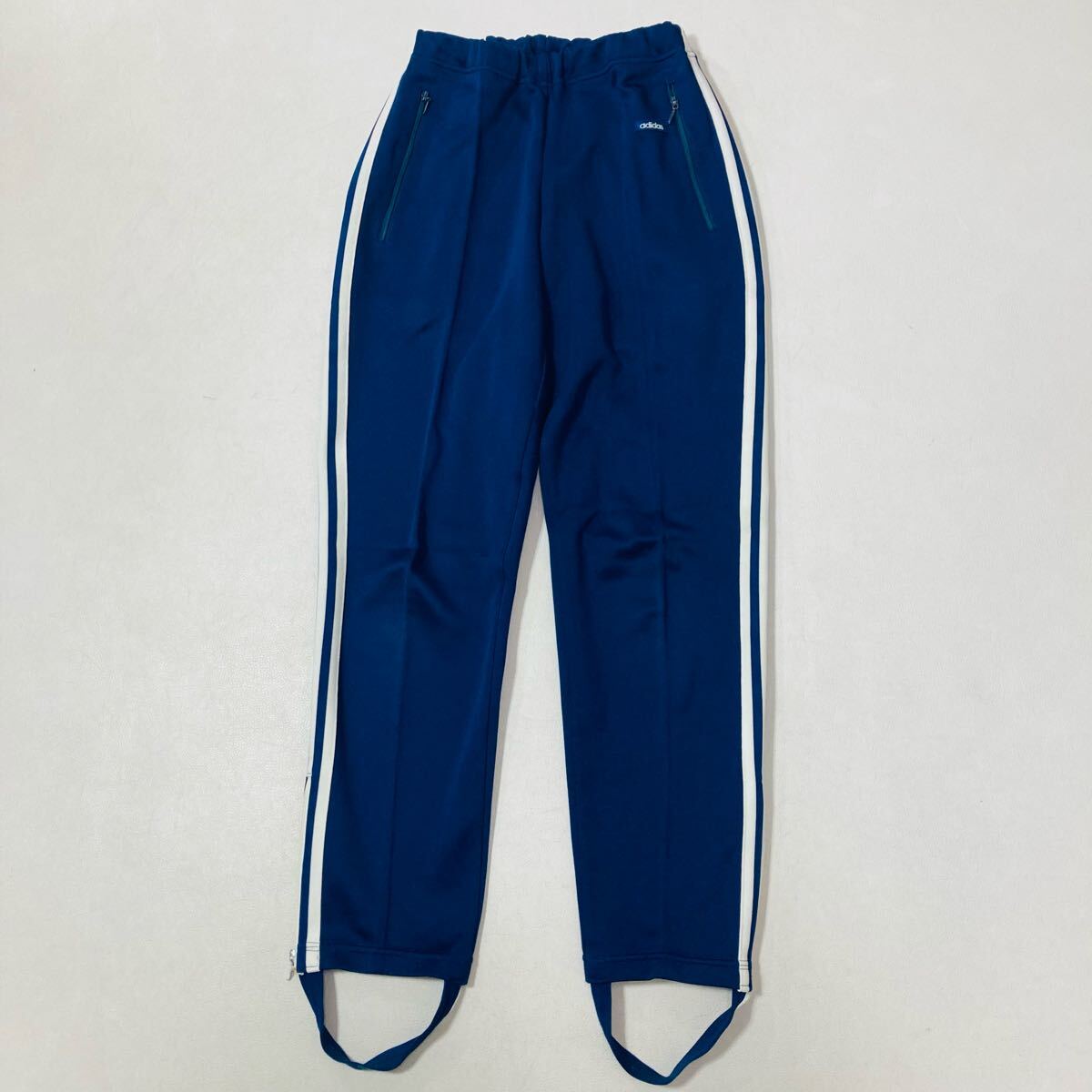246 VINTAGE adidas 80s アディダス トラックパンツ トレンカ ジャージ スリーストライプス デサント製 ブルー レディース 50321AE拍卖
