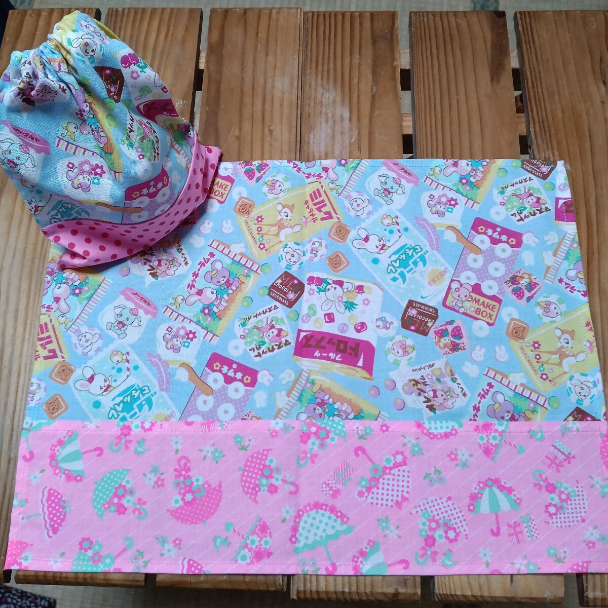 1NC-49 はいから横丁 ランチョンマット コップ袋 給食袋 お弁当袋巾着袋 コップ入れ ハイカラ横丁 はいから横町 ランチクロス拍卖