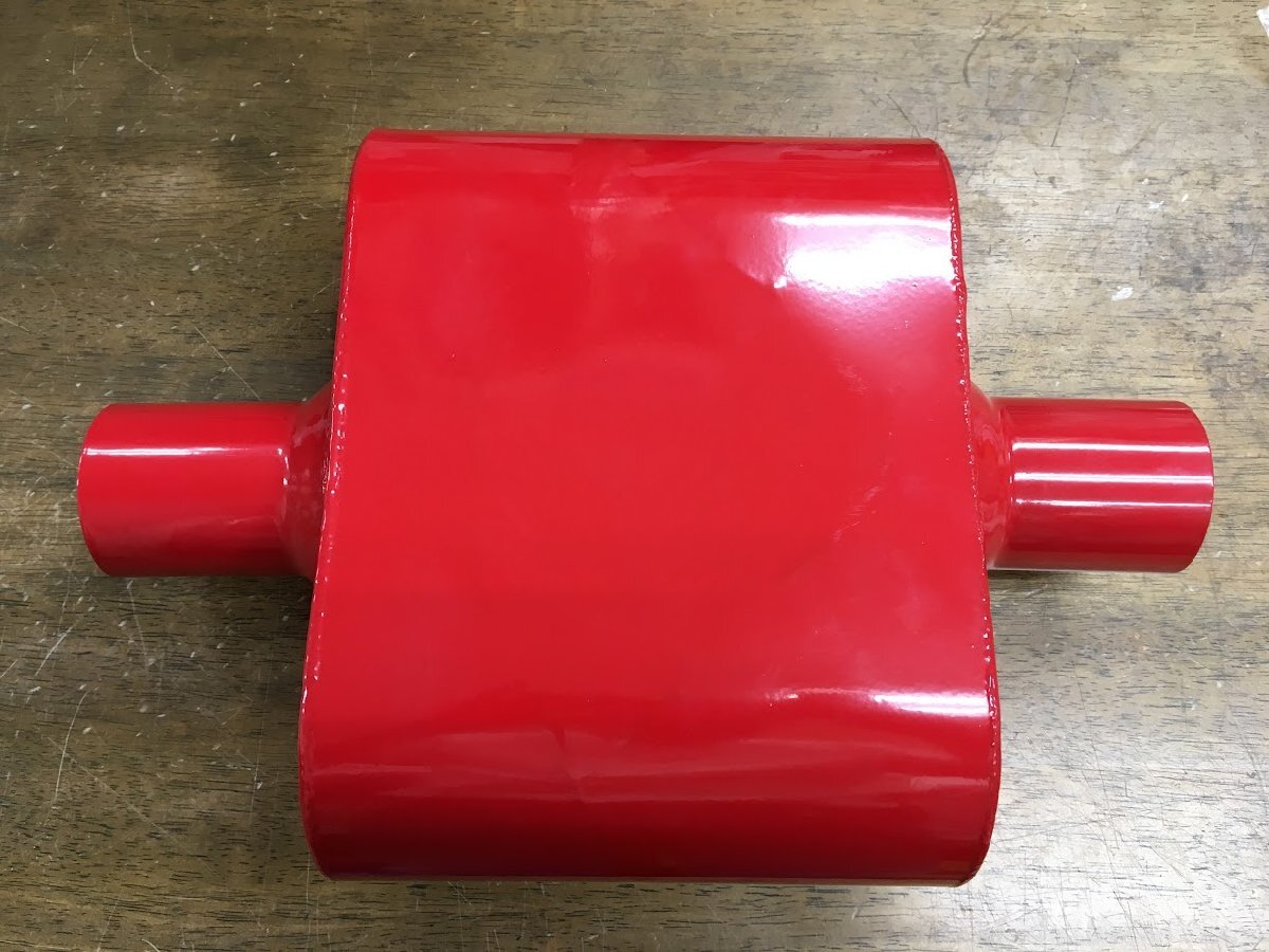 汎用 オーバル ボックス 赤 箱型 in-out2 マフラー アメ車 旧車 ローライダー ホットロッド サイレンサー 中間タイコ フローマスター ★拍卖
