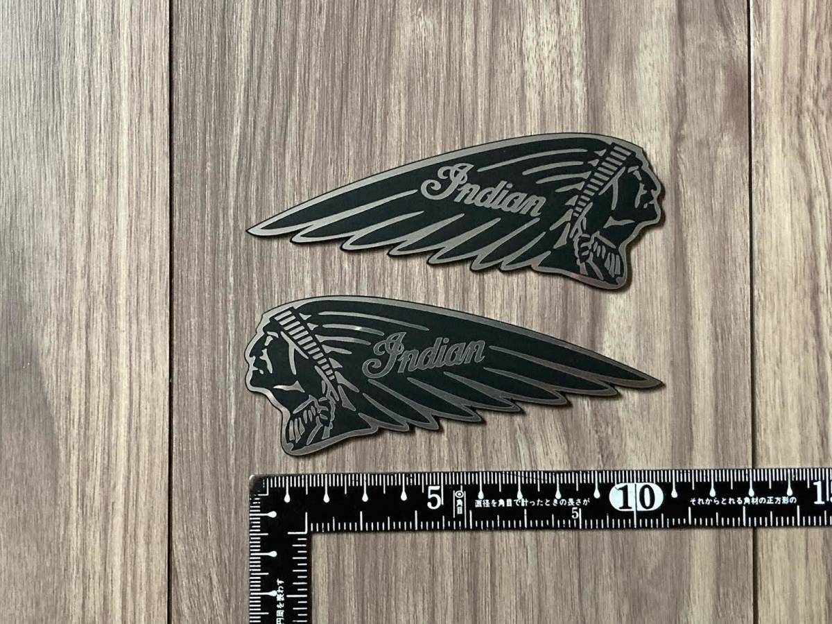 ★送料無料★Indian Chief Badge インディアン チーフ シルバー バッジ バッチ ペア セット 110mm x 40mm拍卖