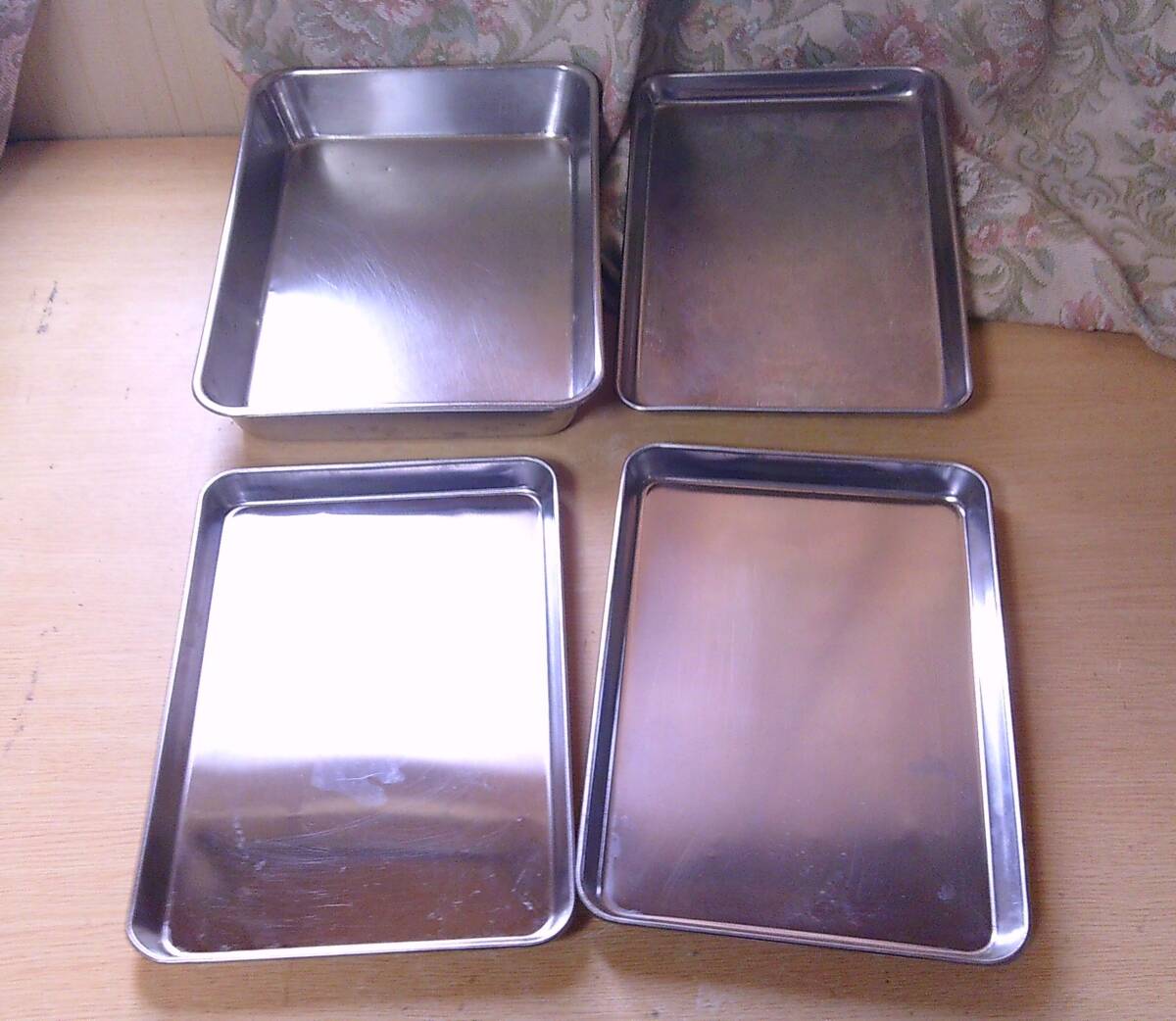 ◆B‐443 ステンレスバット 角バット 4個セット 深型1個 浅型3個 トレー キッチン用品拍卖