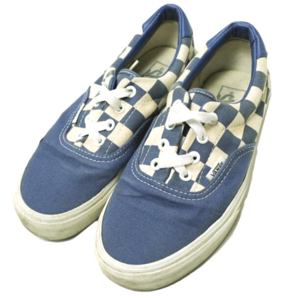 VANS バンズ ERA CHECKERBOARD チェッカーフラッグ エラ US6(24cm) BLUE キャンバス スニーカー シューズ g20407拍卖
