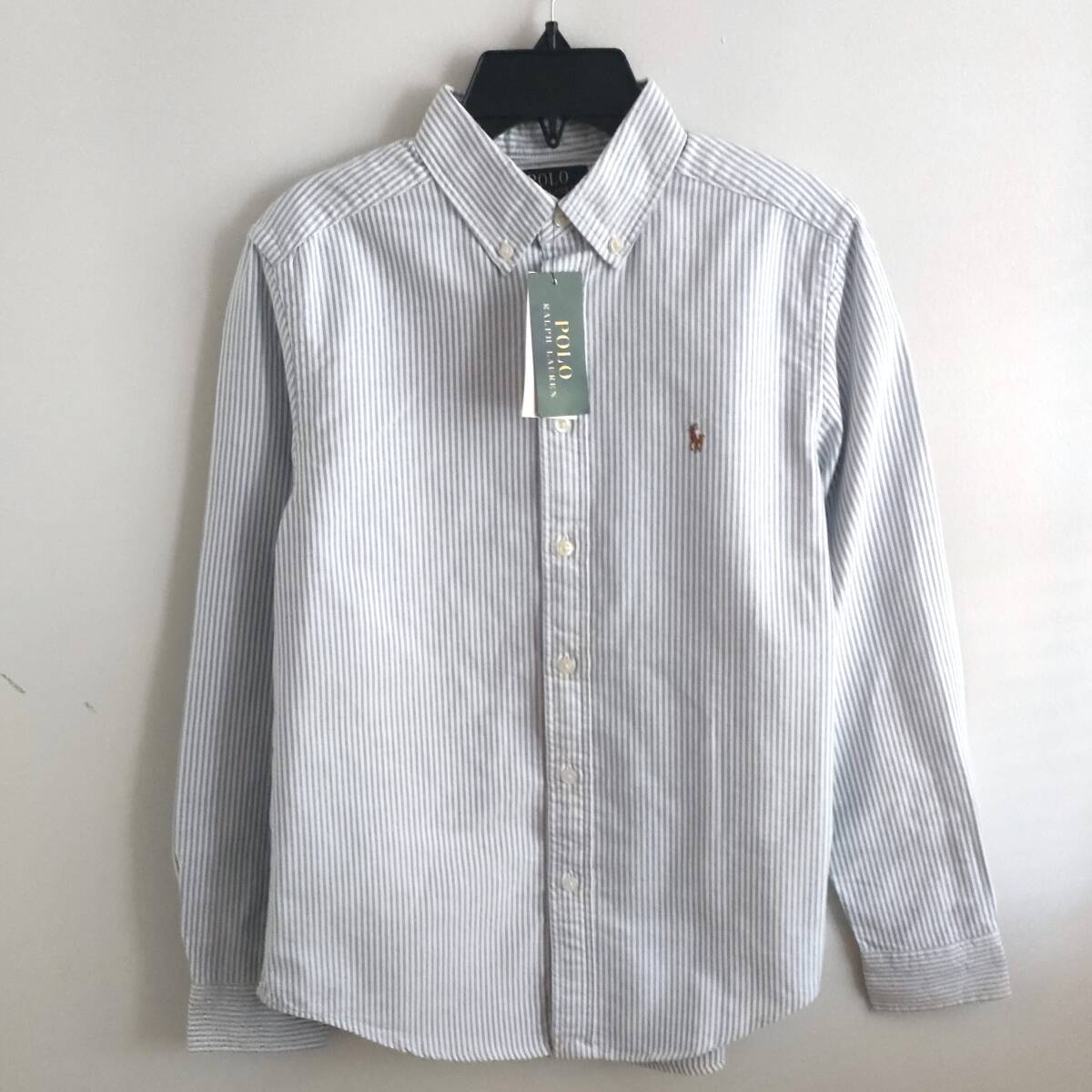 【新品】Polo Ralph Lauren★レディースMサイズ/160cm/ボーイズL★大人もOK オックスフォードシャツ 長袖シャツ ボーイズ ブルーストライプ拍卖