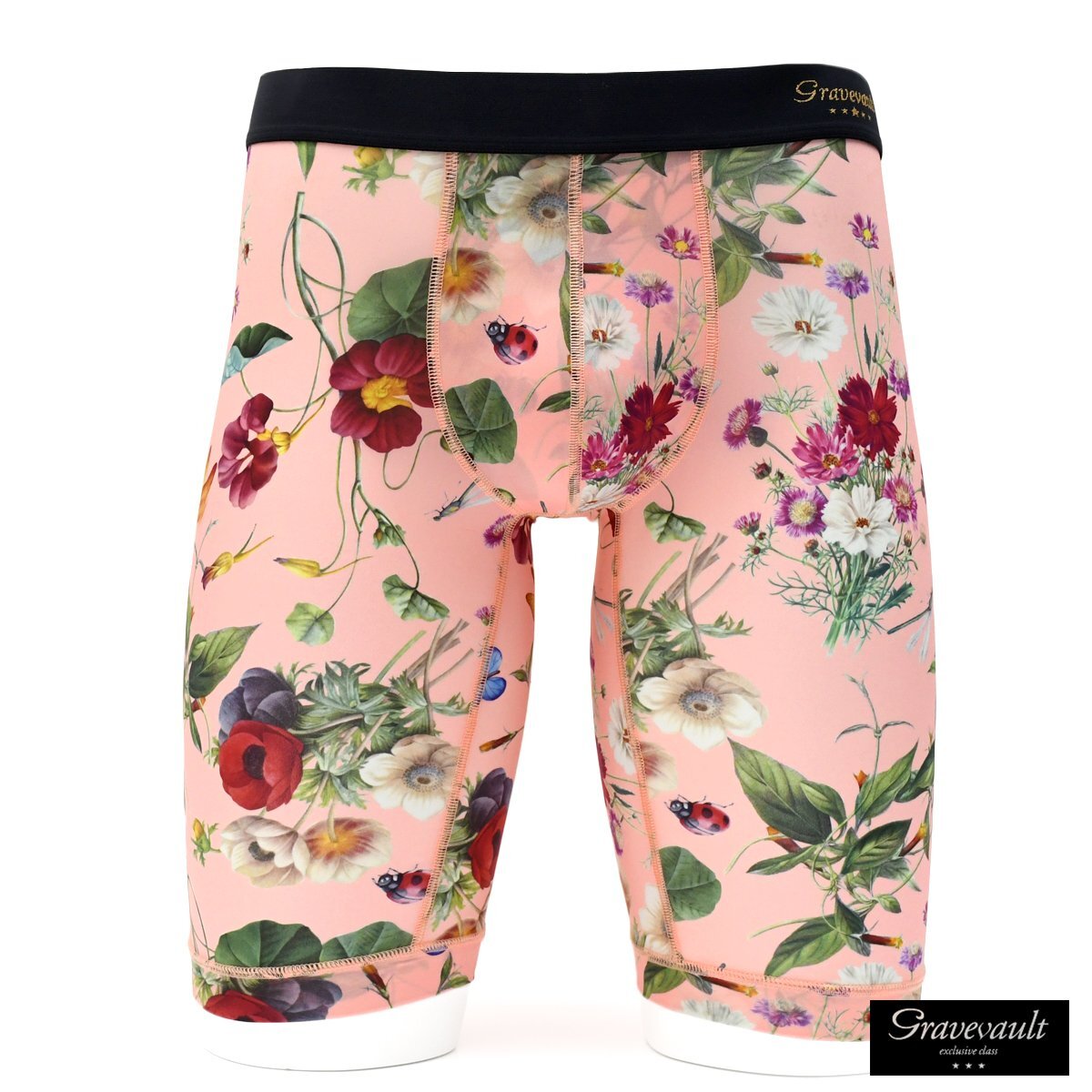 3050974-pk Gravevault ロングボクサー ボタニカル 花柄 フローラ パンツ インナー 下着 アンダーウェア mens メンズ(ピンク桃) L拍卖