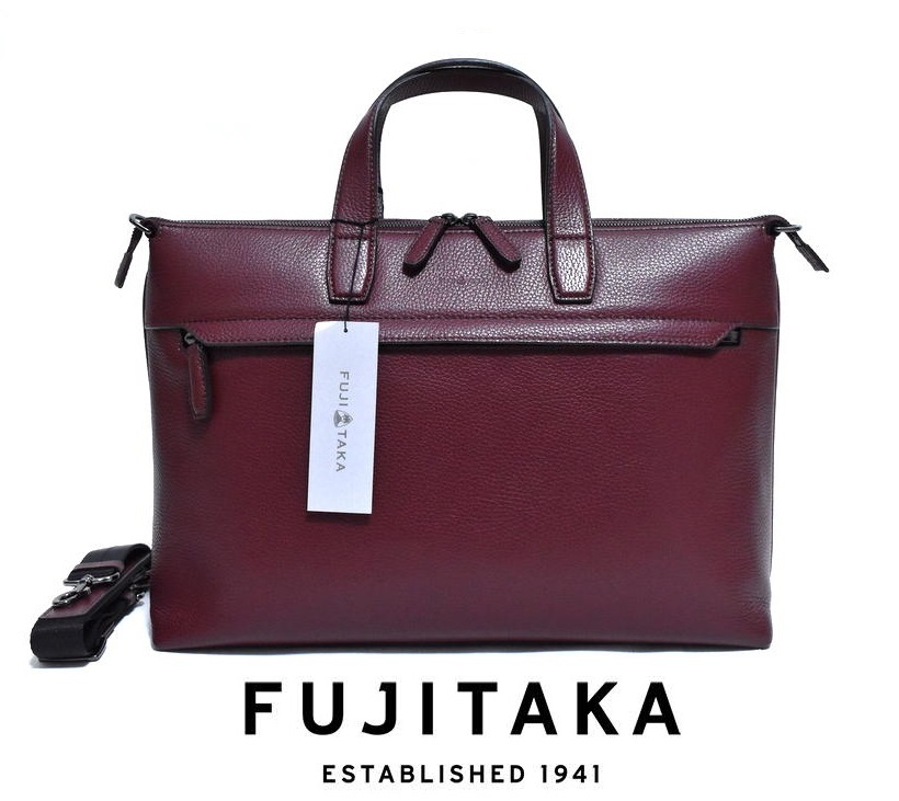 定価5万1700円【送料無料】新品 FUJITAKA【イーナ】レザービジネスバッグ A4サイズ 630503 ワイン フジタカ IKETEI イケテイ 拍卖