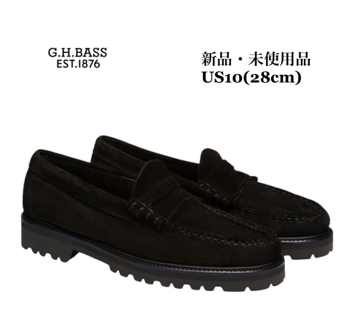 G.H.BASS WEEJUNS 90 LARSON PENNY ジーエイチバス ラーソン ペニー メンズ ブラック スエード US10拍卖