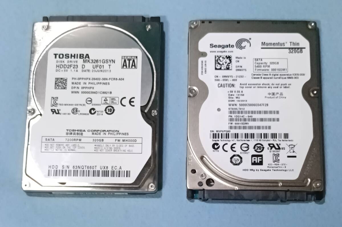 ★ 中古ハードディスク 320GB×2個 ★ 2.5インチ seriaiATA ★EaseUS BitWiper データー消去済 ★ CrystalDiskInfo「正常」拍卖