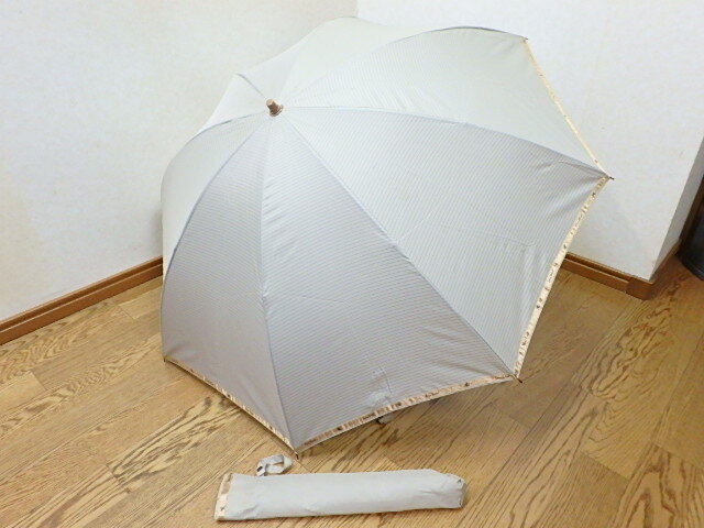 (60sk-25-0220-40)TROY BROS トロイブロス 折りたたみ傘 ベージュ/緑 雨傘 メンズ 男性用 ジャンク(北海道・沖縄・離島は発送不可)拍卖