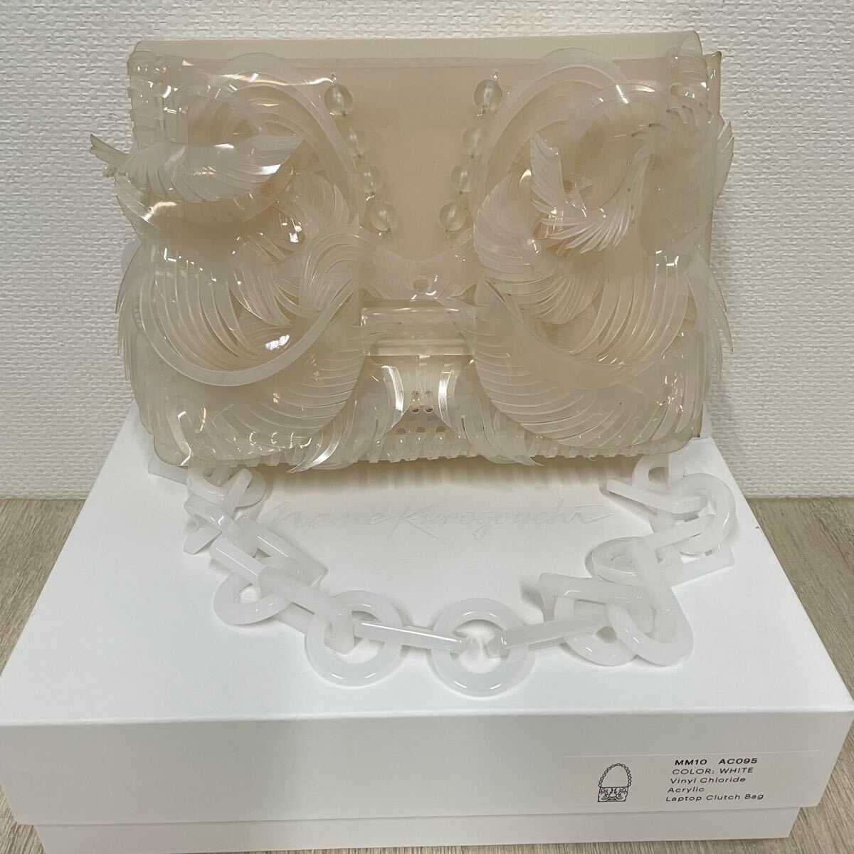 箱付き★【mame Kurogouchi】マメクロゴウチ★PVCチェーンショルダーバッグ Transparent Sculptural Mini Chain Bag カバン MM10 AC095 03拍卖