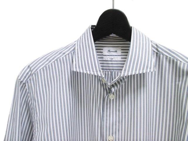 【最終SALE】新品★Faconnable 長袖 多色ライン ストライプシャツ Mサイズ★定価26180円 白 モロッコ製 ファソナブル メンズ拍卖