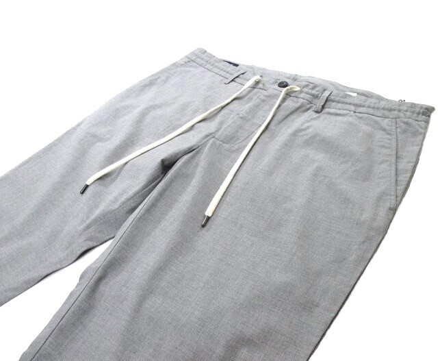 新品★Faconnable 薄手 リラックス クリーンパンツ 56サイズ★定価32780円 グレー ウエスト紐 ファソナブル メンズ拍卖