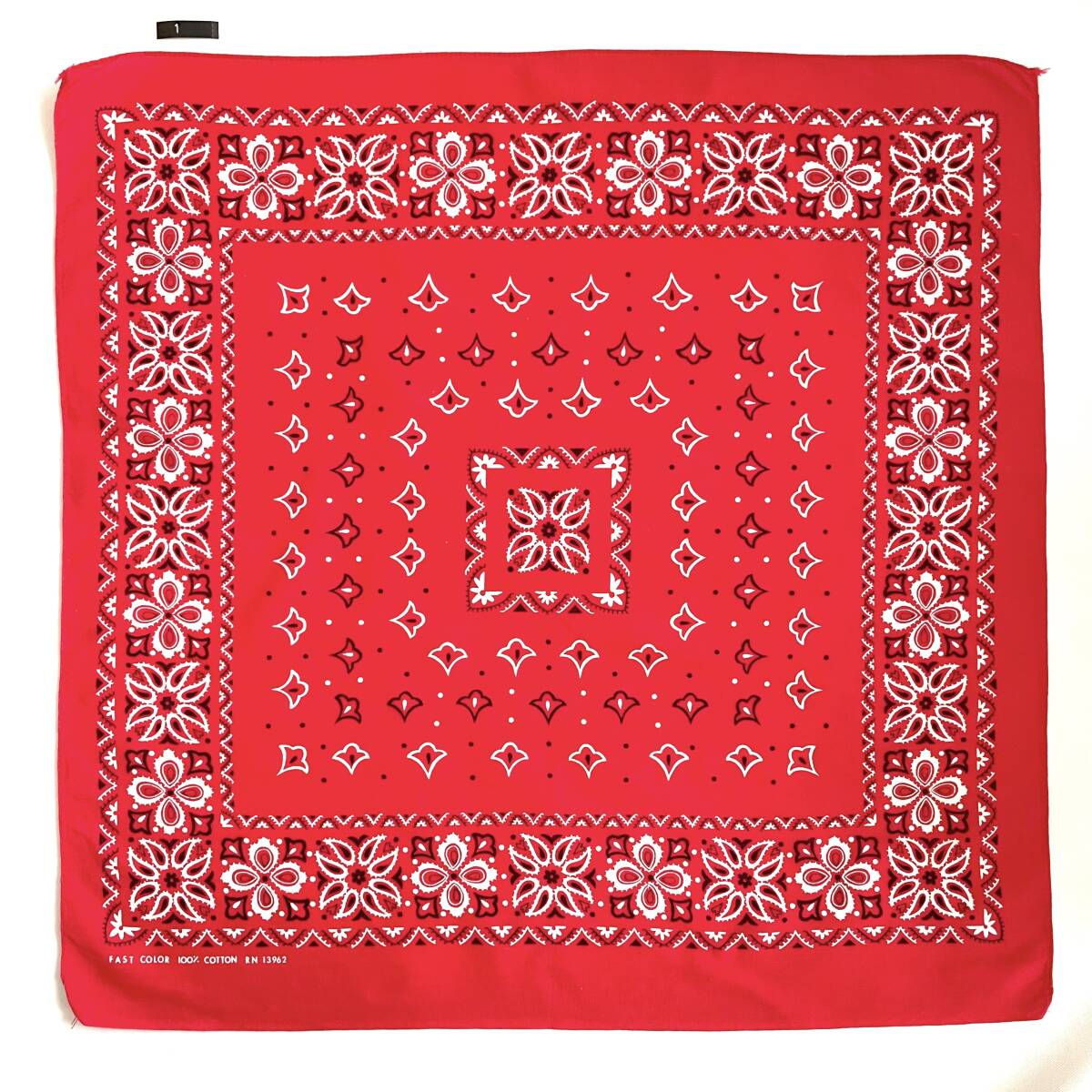 ビンテージ 60s バンダナ RN13962 赤B-1 片耳 fast color usa アメリカ製 ハンカチ拍卖