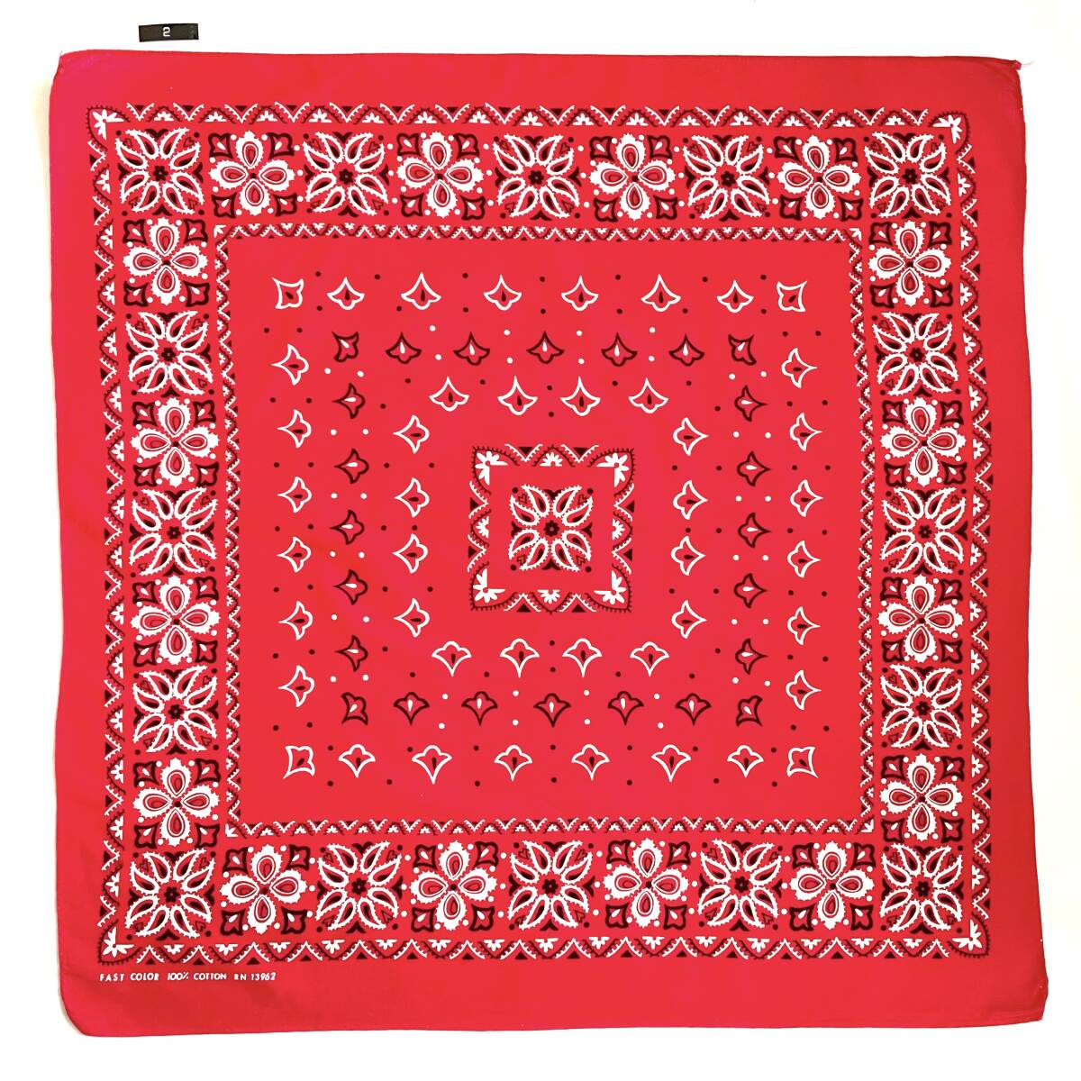 ビンテージ 60s バンダナ RN13962 赤B-2 片耳 fast color usa アメリカ製 ハンカチ拍卖