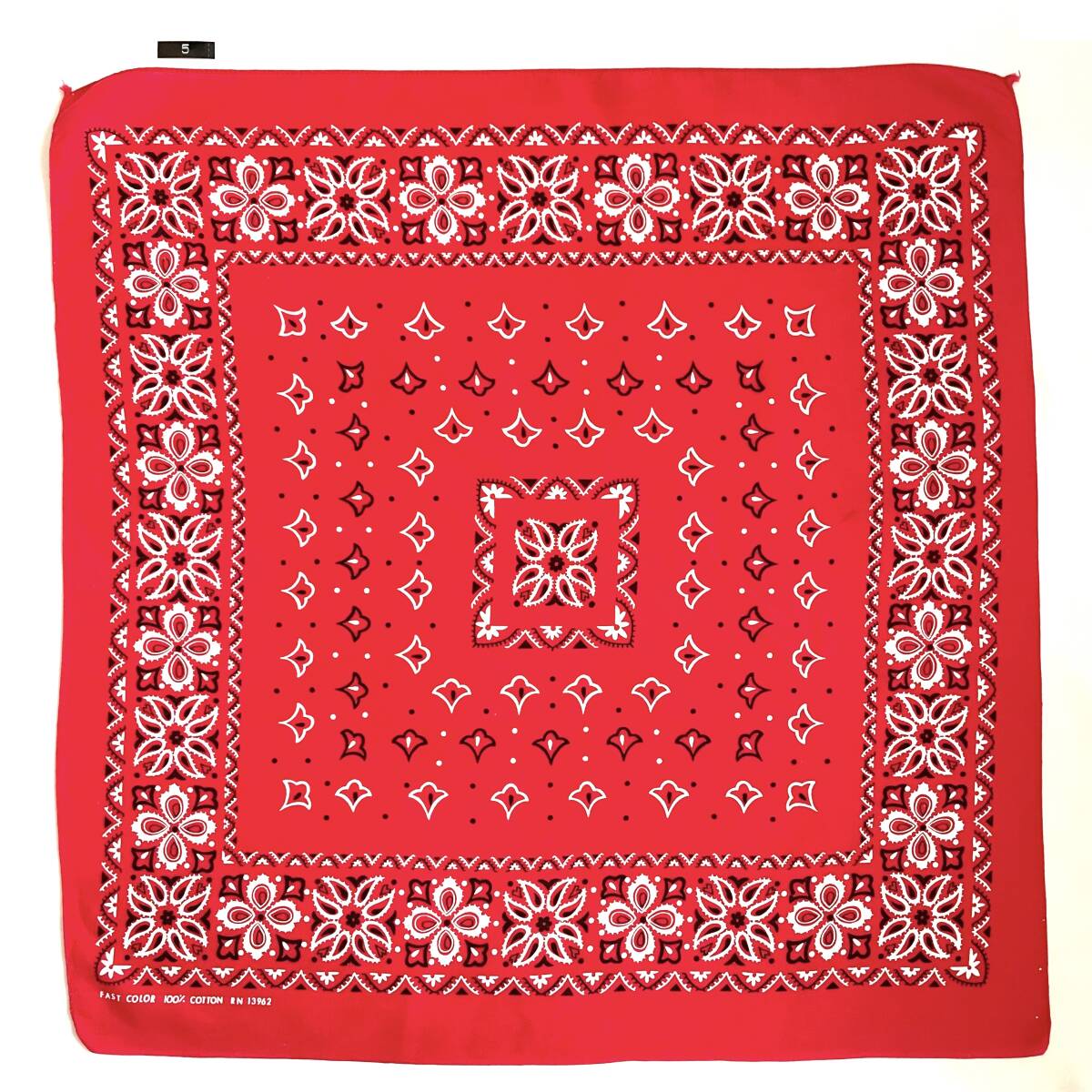 ビンテージ 60s バンダナ RN13962 赤B-5 片耳 fast color usa アメリカ製 ハンカチ拍卖