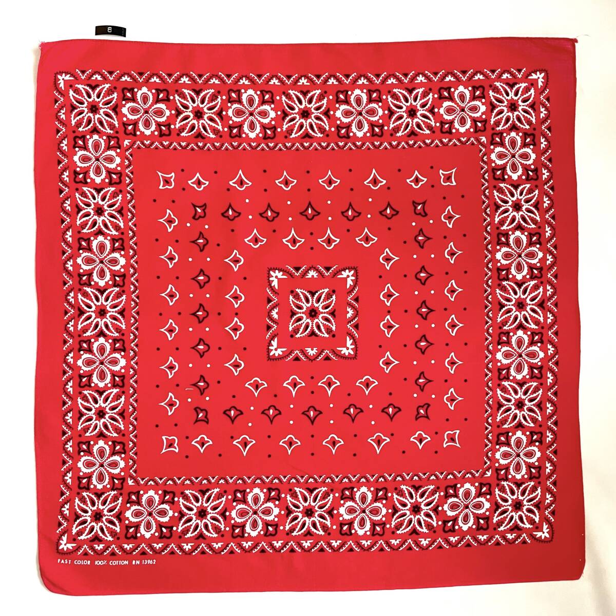 ビンテージ 60s バンダナ RN13962 赤B-6 片耳 fast color usa アメリカ製 ハンカチ拍卖