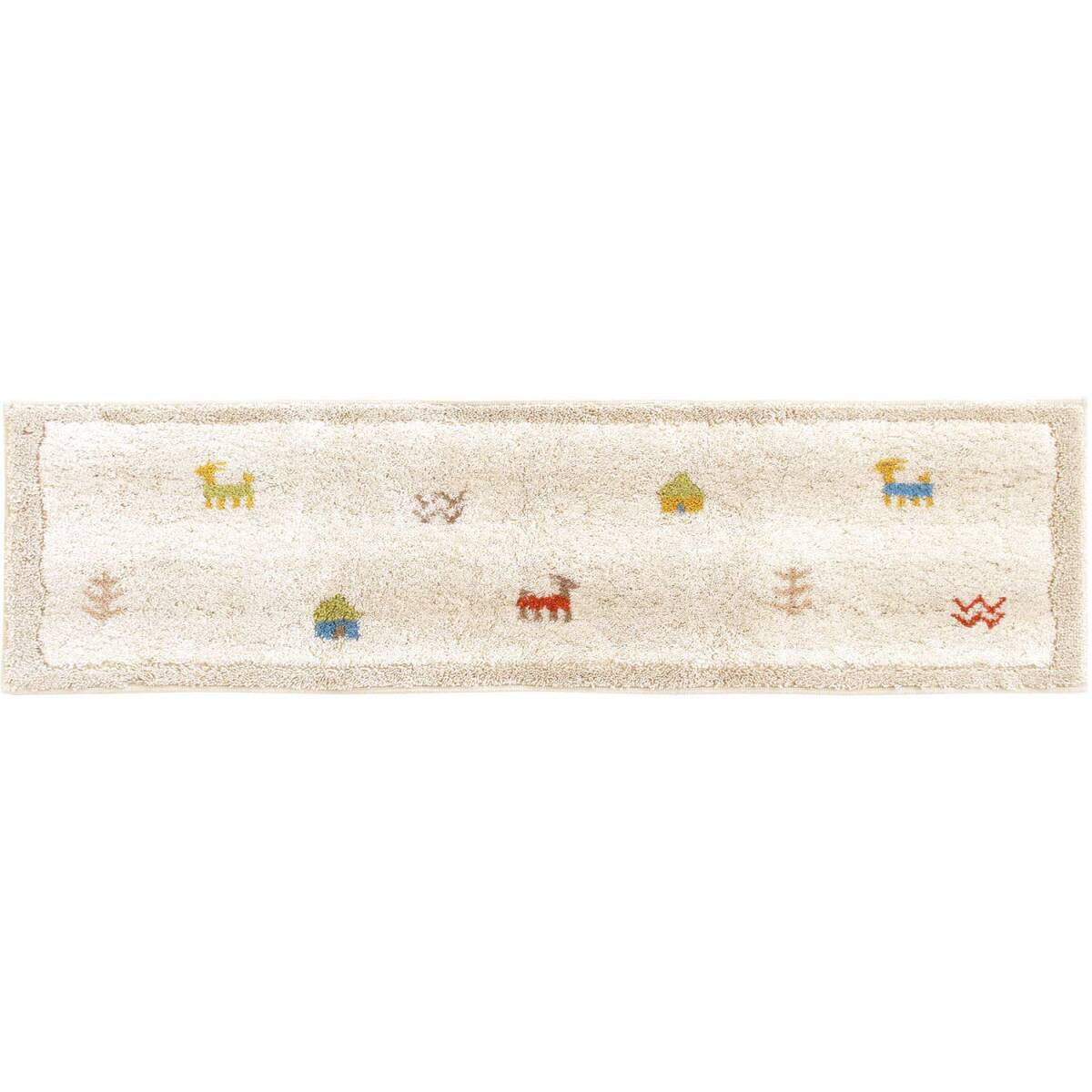 オカ(OKA) 玄関マット ベージュ 約30cm×110cm 洗える コーナー吸着 ギャベ 吸着 すべりどめ拍卖