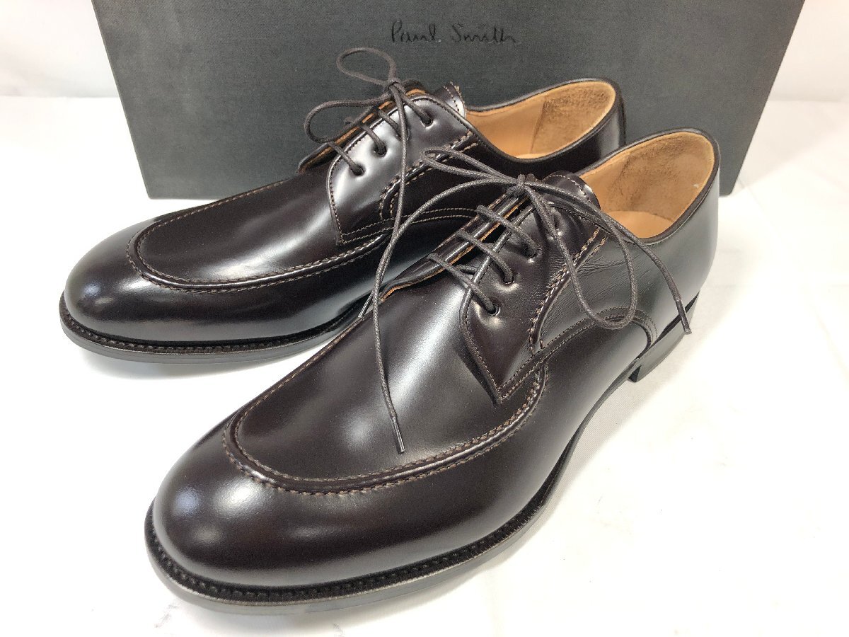 HH未使用 【ポールスミス Paul Smith】 イタリア製 Uチップ 外羽根 ドレスシューズ 紳士靴 (メンズ) size8 ダークブラウン系 ◯30MZA7236◯拍卖