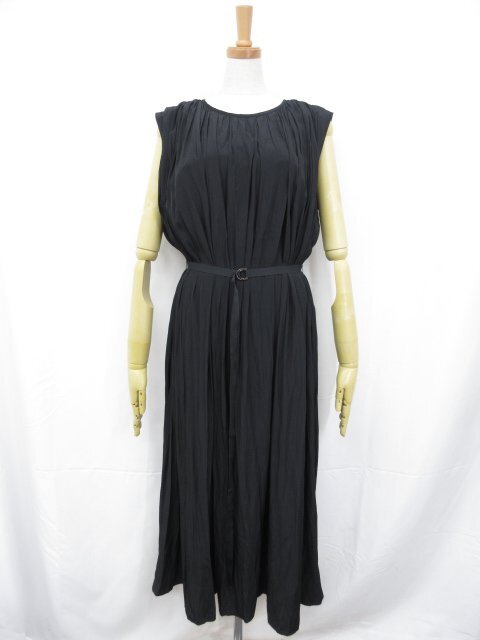 HH【HIROKO BIS ヒロコビス】RLEEJ-12310 ベルト付 マキシ丈 ノースリーブワンピース ドレス (レディース) size13AB ブラック ◯17LO3624◯拍卖