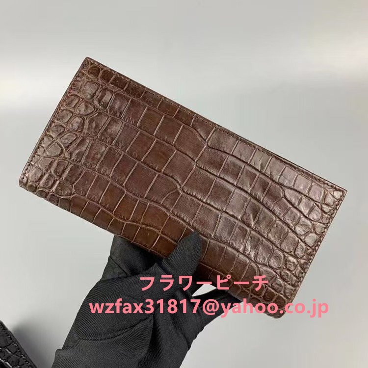 ★新入荷★ファッショントレンド長財布メンズ裏表オールワニ財布カジュアル真ワニ腹革財布拍卖
