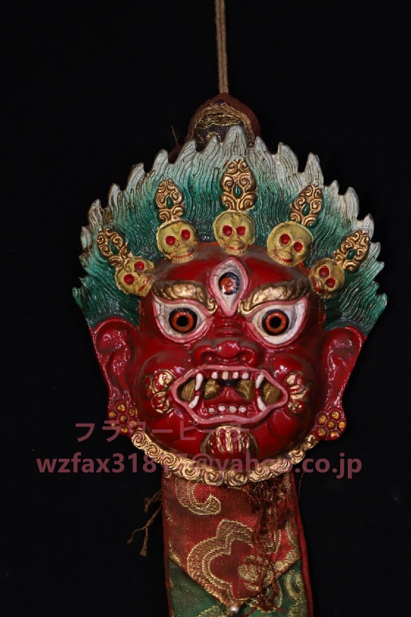 チベット 密教 銅胎 刻 描彩 金剛仮面 壁掛け 仏面 仏像 お面 壁飾り 縁起物 置物 護符 開運 風水 お守り 厄除け 在庫確認必要拍卖