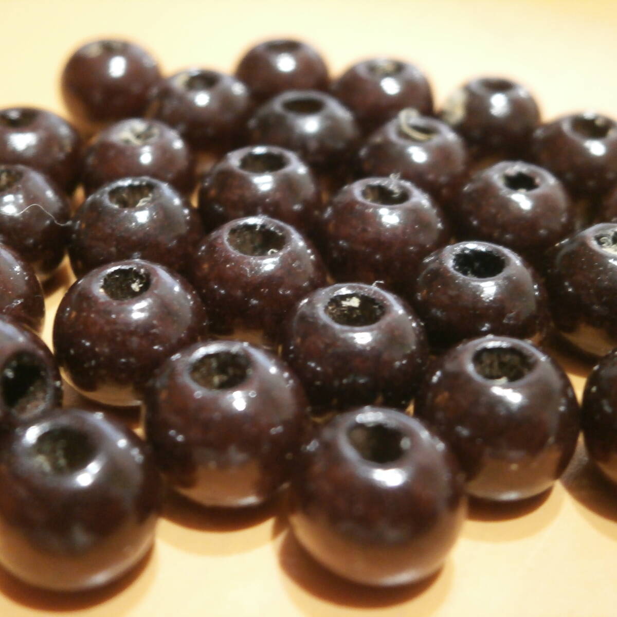 ウッドビーズ ブラウン 中粒 7㎜ 30粒 ★ 木製 ネックレス ビーズ 茶色拍卖