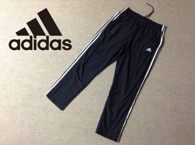 ★中古★アディダス スリーストライプス ウインドブレーカーパンツ Oサイズ ブラック 黒 トレーニング 部活 練習 大会 adidas GE0428拍卖