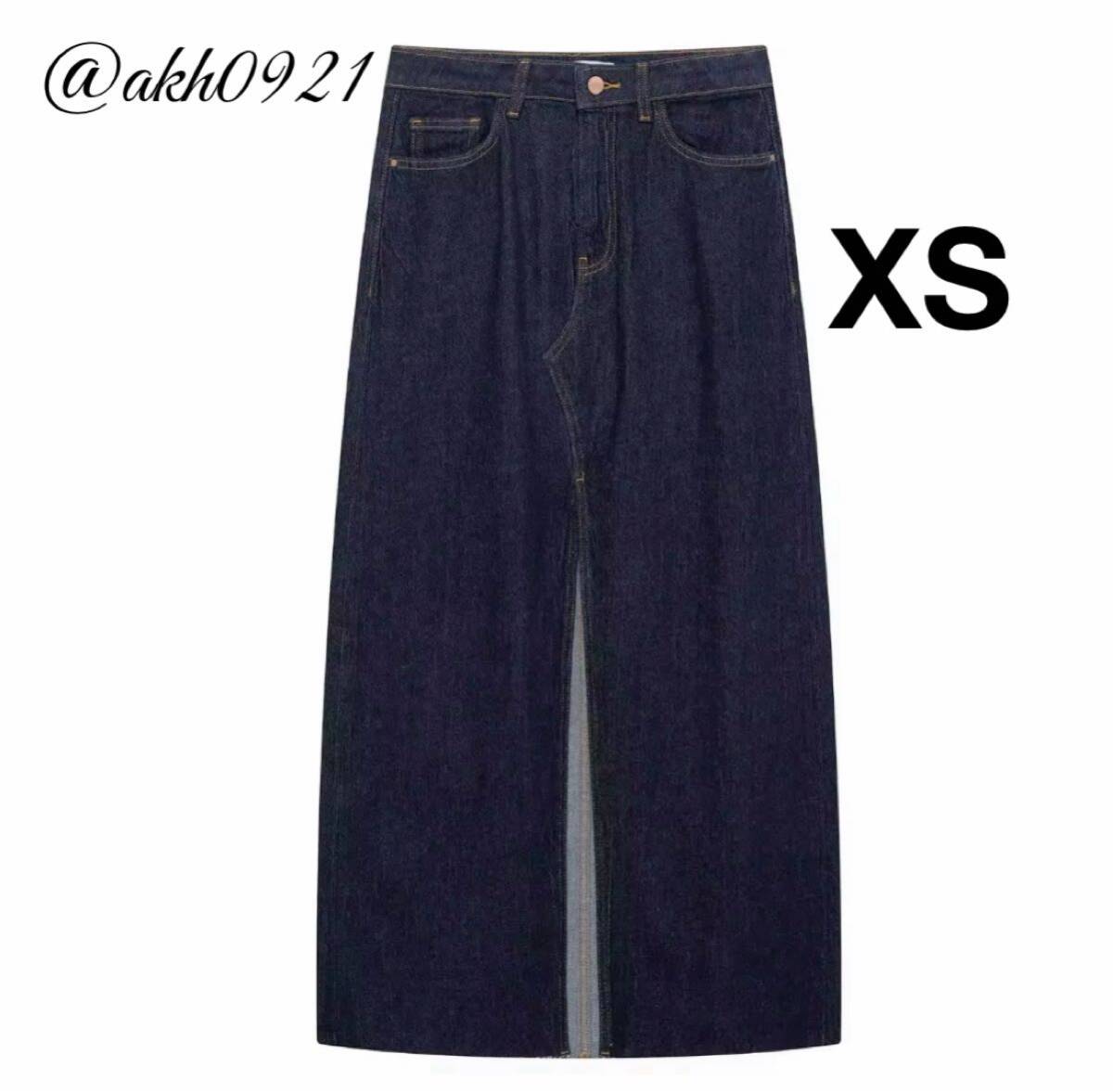 新品★2025 春新作★vintage ヴィンテージ レトロ デニム スリット ロング タイトスカート ボトムス XSサイズ レディース★ZARA 好きな方に拍卖