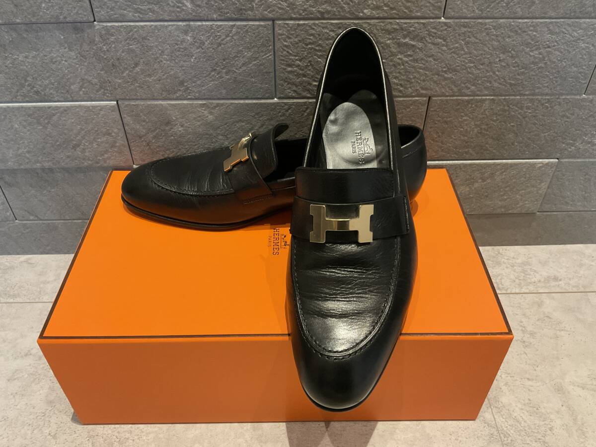 ★HERMES エルメス モカシン《パリ》 ゴールド金具 41 1/2 国内正規店購入拍卖