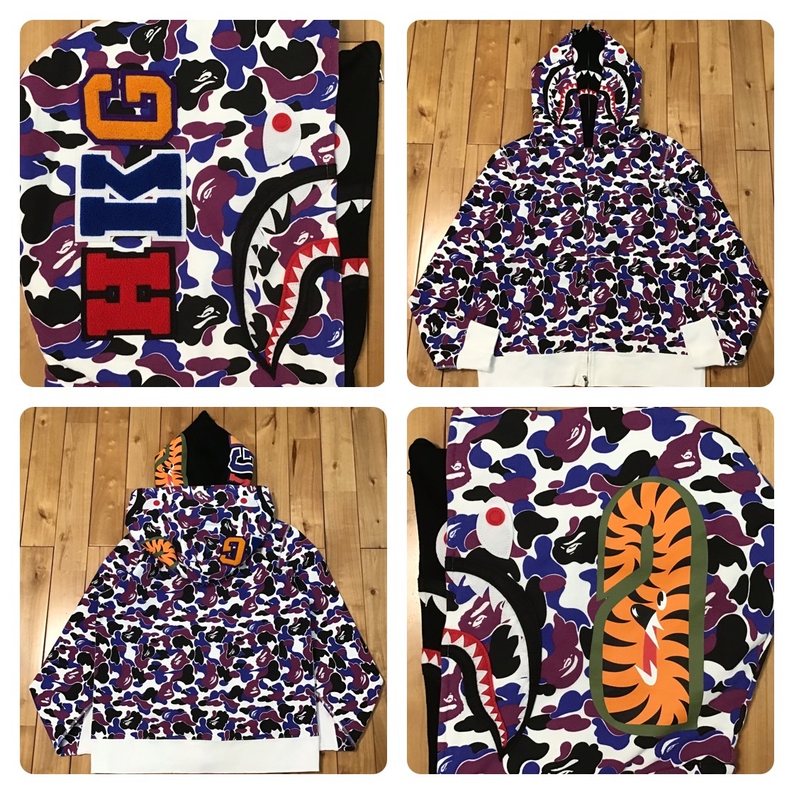 ★香港限定★ HONG KONG Double shark full zip hoodie Lサイズ BAPE camo a bathing ape エイプ ベイプ ダブル シャーク パーカー n5拍卖