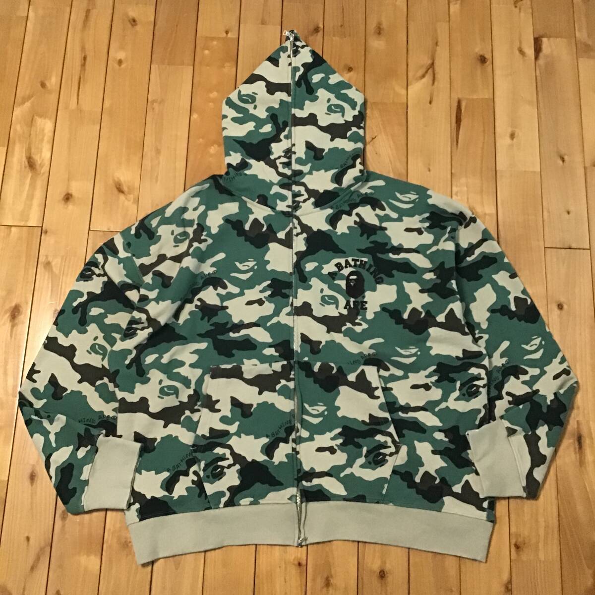 ★2XL★ カレッジロゴ Woodland camo フルジップ パーカー a bathing ape BAPE full zip hoodie エイプ ベイプ アベイシングエイプ i39al拍卖