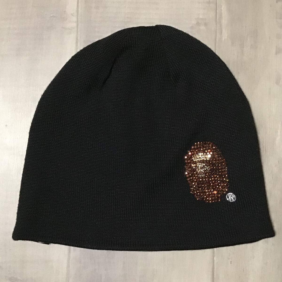 ★ZOZO限定★ Swarovski APE HEAD ニット帽 a bathing ape BAPE Beanie knit cap エイプ ベイプ アベイシングエイプ スワロフスキー n7911拍卖